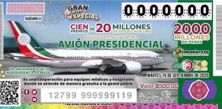 Boleto para rifa del avión presidencial