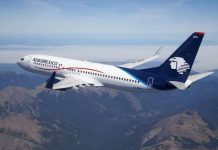 avion de aeromexico vuela desde el AIFA