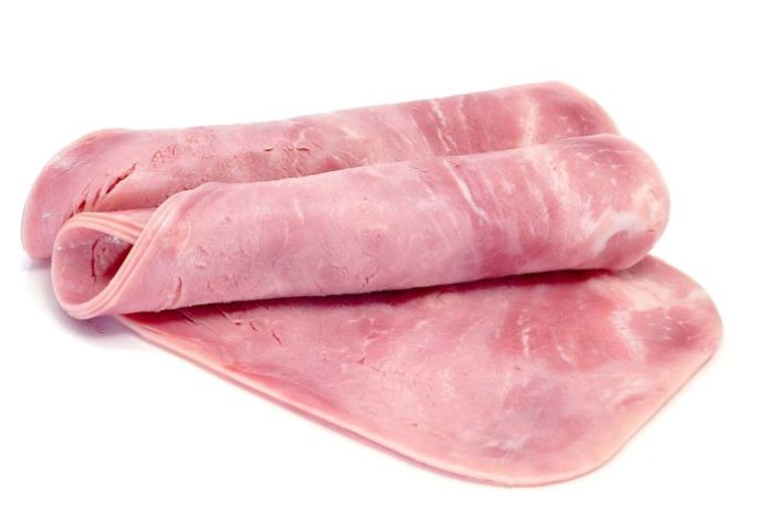 8665743 - some ham slices isolated on a white background